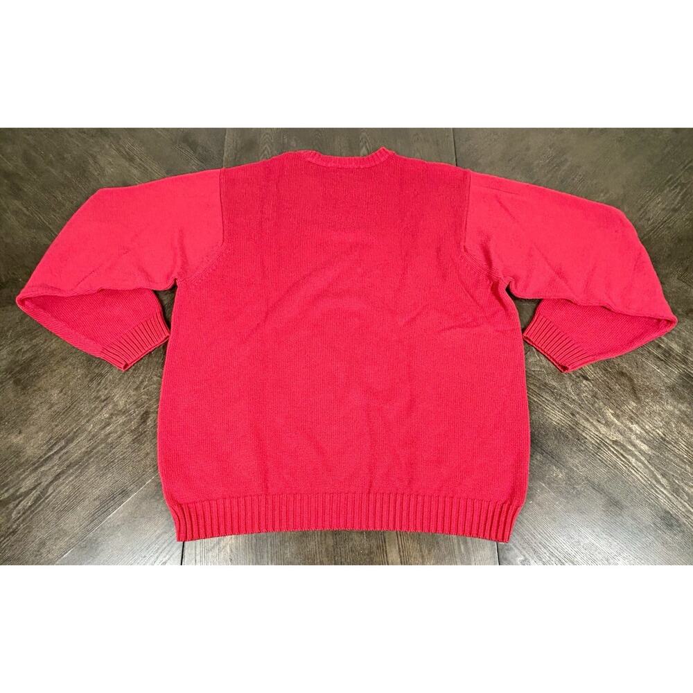 Vintage IZOD Cotton Sweater Men's Large Solid Red Diamond Pattern Christmas - Picture 11 of 11